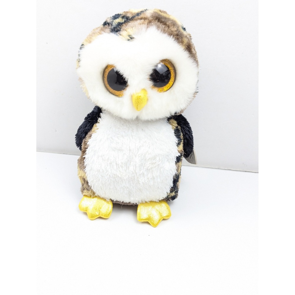 Ty Beanie Boos Owliver Owl Plush 9" Big Eyes Stuffed Animal Brown Gold Tag 2013